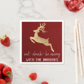 Essen Drink sei Merry Gold Rentier Burgundy Gray Serviette (Beispiel)