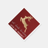 Essen Drink sei Merry Gold Rentier Burgundy Gray Serviette (Ecke)