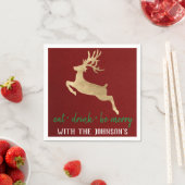 Essen Drink sei Merry Gold Rentier Burgundy White Serviette (Beispiel)