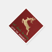 Essen Drink sei Merry Gold Rentier Burgundy White Serviette (Ecke)