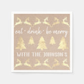 Essen Drink sei Merry Gold Rentier Kraft Hütte Lux Serviette (Vorderseite)