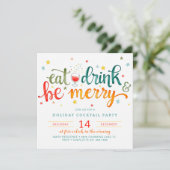 Essen Drink sei Merry Holiday Party Einladung (Stehend Vorderseite)
