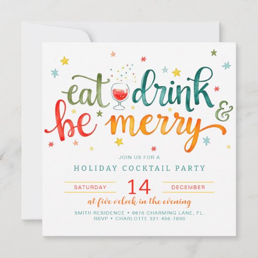 Essen Drink sei Merry Holiday Party Einladung (Vorderseite)