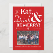 Essen Drink sei Merry Retro Rotes Foto Weihnachten Einladung (Vorderseite)