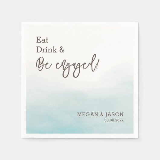 Essen Drink sei Verlobt Dusty Blue Engagement Part Serviette (Vorderseite)