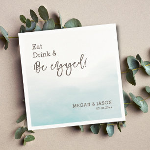 Essen Drink sei Verlobt Dusty Blue Engagement Part Serviette