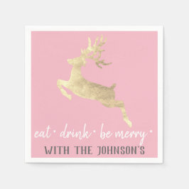 Essen Drink seien Sie froh rosa, graue, weiße Gold Serviette