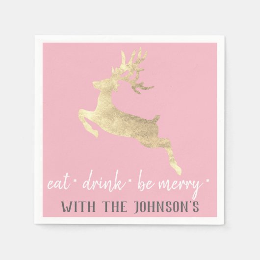 Essen Drink seien Sie froh rosa, graue, weiße Gold Serviette (Vorderseite)