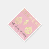 Essen Drink seien Sie froh rosa, weiße Goldschneef Serviette (Ecke)