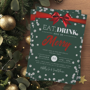 Essen Drink Silver Green Glitzer Urlaub Weihnachte Einladung