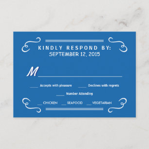 Essen Drink & UAWG Pacific Blue Rustic Wedding Ant RSVP Karte