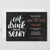 Essen Drink und Beängstigend Halloween Bash Einlad Einladung (Vorderseite)