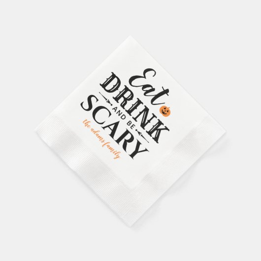 Essen Drink und Beängstigend sein moderne Typograf Serviette (Ecke)