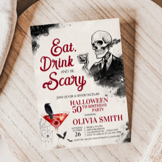 Essen Drink und Beängstigende Geburtstagsparty zu  Einladung