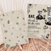 Essen Drink und Beängstigende Skull Halloween Part Einladung