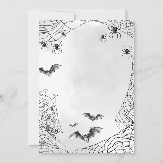 Essen Drink und Beängstigendes Gothic Skull Hallow Einladung (Rückseite)