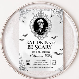 Essen Drink und Beängstigendes Gothic Skull Hallow Einladung
