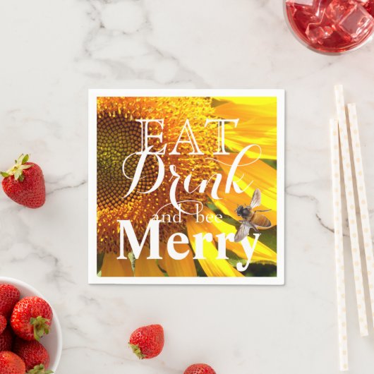 Essen Drink und Biene Merry Serviette (Beispiel)