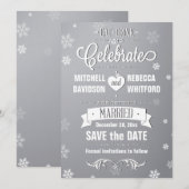Essen Drink und feiern Wintergrauen Save the Date (Vorne/Hinten)