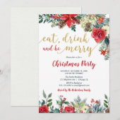 Essen Drink und fühlen Sie sich wie ein florales W Einladung (Vorne/Hinten)