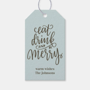 Essen Drink und sei Merry Script Trypografie Green Geschenkanhänger