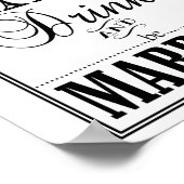 Essen Drink und verheiratet sein Hochzeitszeichen Poster (Ecke)