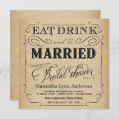 Essen Drink Verheiratet Bridal Dusche Einladungen (Vorne/Hinten)