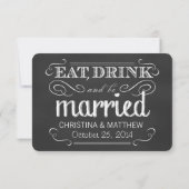 Essen Drink Verheiratet Chalkboard Rounded UAWG. RSVP Karte (Rückseite)