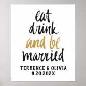 Essen Drink Verheiratete Personalisierte Hochzeit  Poster (Vorne)