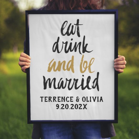 Essen Drink Verheiratete Personalisierte Hochzeit  Poster
