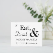 Essen Drink Wir Got Verheiratet Retro Elopement Pa Postkarte (Stehend Vorderseite)