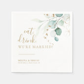 Essen Drink Wir sind Verheiratete Goldhochzeit Serviette (Vorderseite)