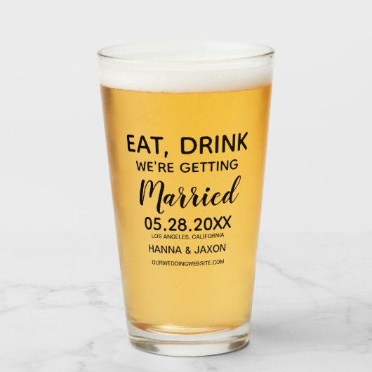 Essen Drink wir werden Save the Date heiraten Glas (Vorne (Gefüllt))