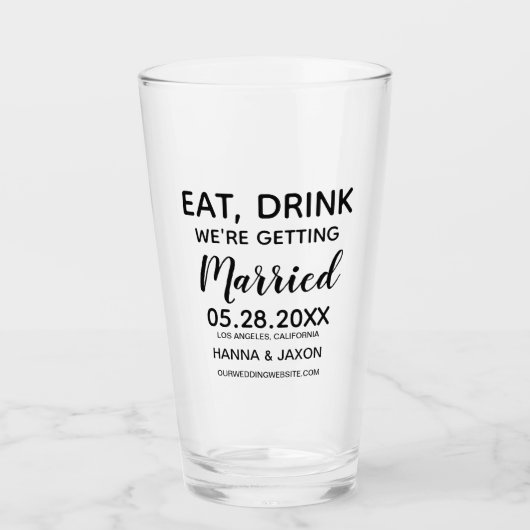 Essen Drink wir werden Save the Date heiraten Glas (Vorderseite)