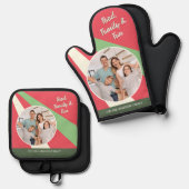 Essen, Familie und Spaß Abstrakt Modernes Foto Ofenhandschuh & Topflappen-Set (Vorderseite/Rückseite)