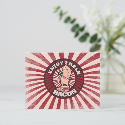 Essen Fresh Bacon Funny Pig Parody Postkarte (Stehend Vorderseite)