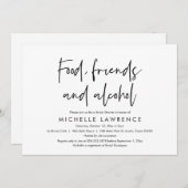 Essen, Freunde und Alkohol, Lässiges Brautparty Einladung (Vorne/Hinten)