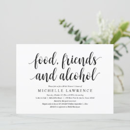 Essen, Freunde und Alkohol, Modernes Brautparty Einladung