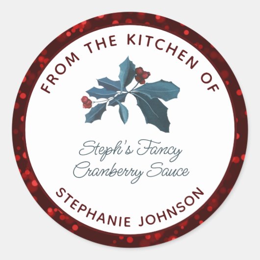 Essen für einen Urlaub aus der Küche von Red Bokeh Runder Aufkleber (Vorderseite)
