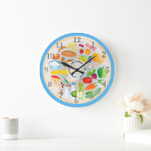 Essen gesunde farbenfrohe Lebensmittelgruppen Küch Große Wanduhr (Zuhause)