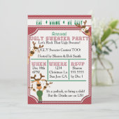 ESSEN GETRÄNK SIND ÜBLICH rot UGLY Sweater Weihnac Einladung (Stehend Vorderseite)