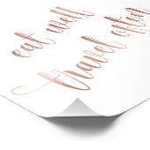 Essen gut, Reisen oft Rose Gold Quote Typografie Fotodruck (Ecke)
