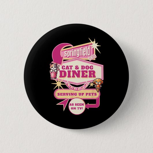 Essen Haustiere Springfield Ohio Funny Cats Hunde Button (Vorderseite)