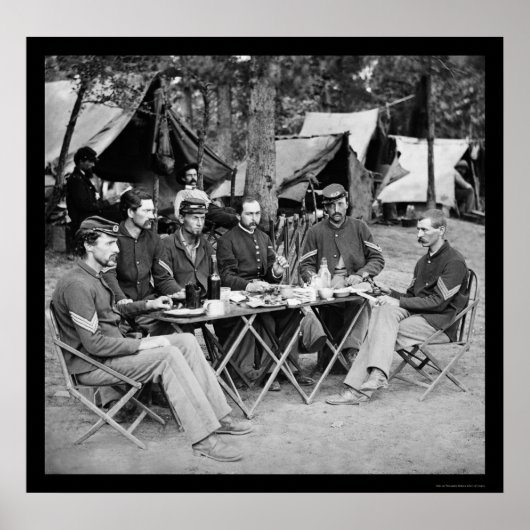 Essen im Camp Mess in Bealeton, VA 1863 Poster (Vorne)