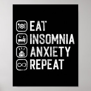 Essen Insomnie Angst Wiederholung Funny Cant Sleep Poster