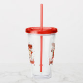 Essen ist mein überragender Rotkleid Mops Comic St Acryltrinkbecher (Rechts)