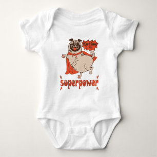 Essen ist mein überragender Rotkleid Mops Comic St Baby Strampler