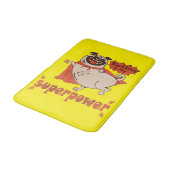 Essen ist mein überragender Rotkleid Mops Comic St Badematte (Schrägansicht)