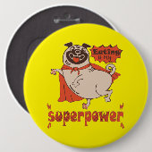 Essen ist mein überragender Rotkleid Mops Comic St Button (Vorne & Hinten)