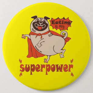 Essen ist mein überragender Rotkleid Mops Comic St Button